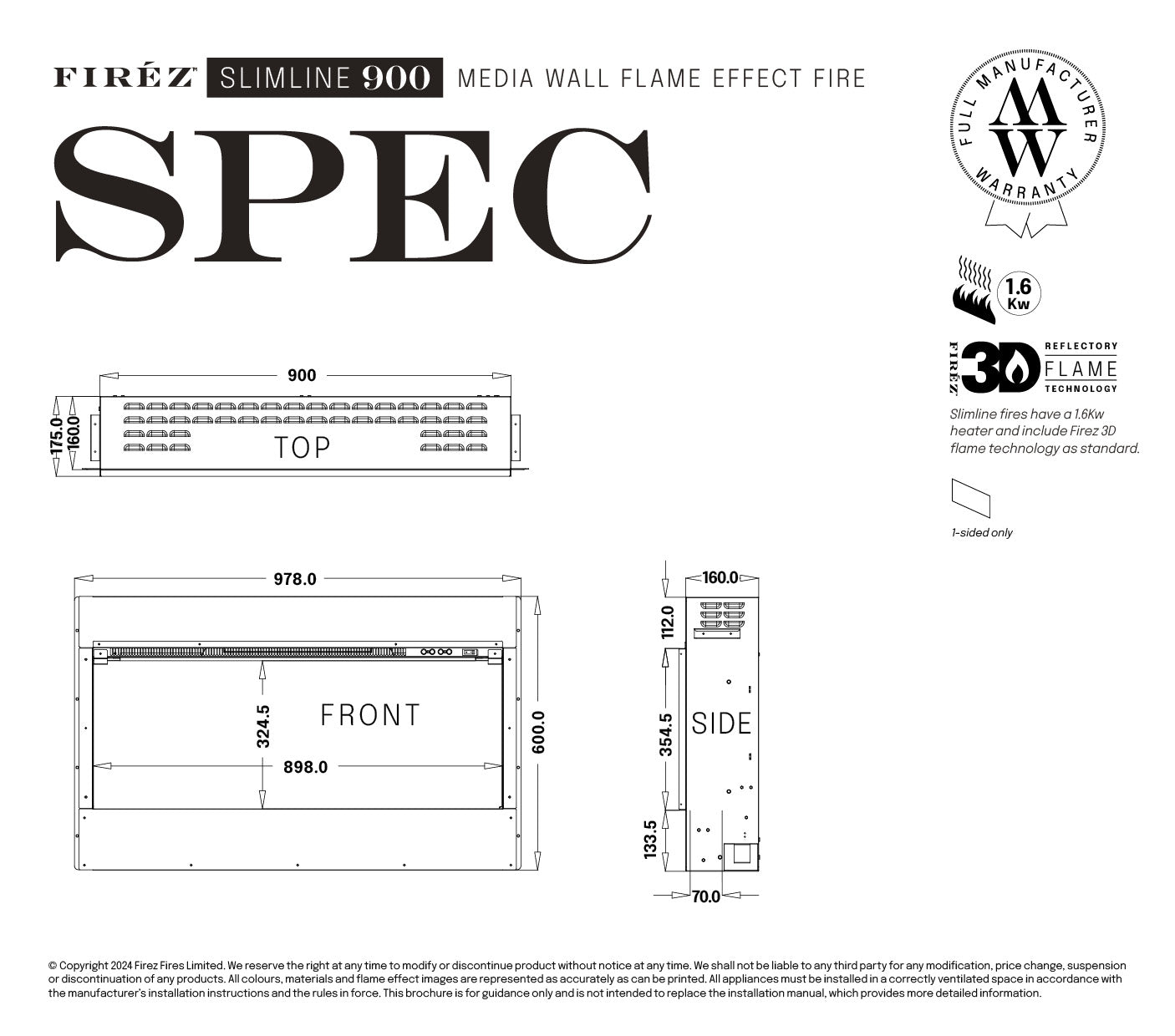 Firez Slimline 900 spec details