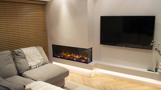 Media Wall visual fire example in living room